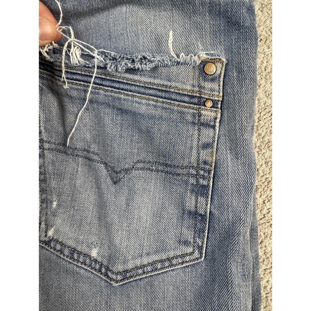 Diesel Krayver Jeans Mens 32 Blue Regular Slim Carrot Distressed Ripped Denim - Picture 12 of 13